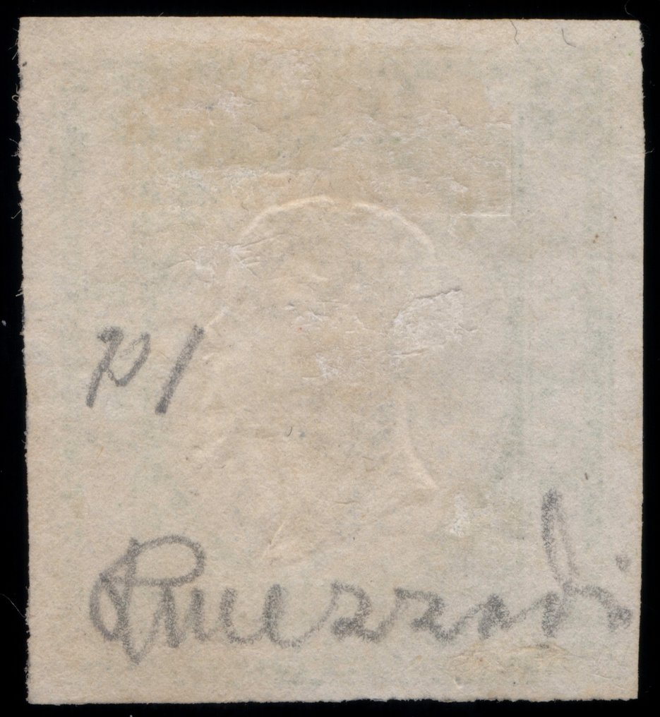 Αρχαία ιταλικά κράτη - Νάπολη 1861 - Επαρχία Napoletane, 1/2 Tornese πράσινο κίτρινο χρησιμοποιημένο, υπογεγραμμένο Romolo Mezzadri, - Sassone 17e #1.0