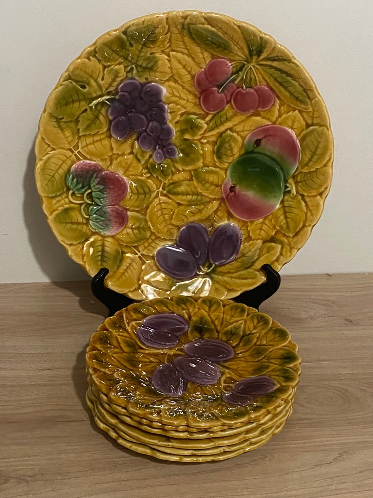 Sarreguemines - Dessert service (7) - Ceramic, Earthenware, Glaze - dessert cake service #1.0