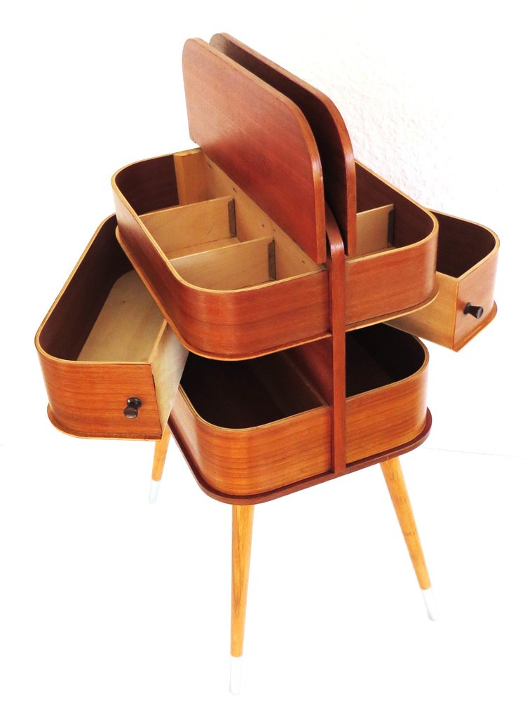 Sewing box - Wood - Teak wood table from the 1950s #2.1