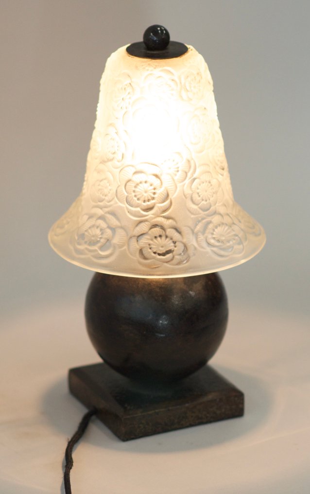 Edgar Brandt - Asztali lámpa - Üveg, Acél #1.0