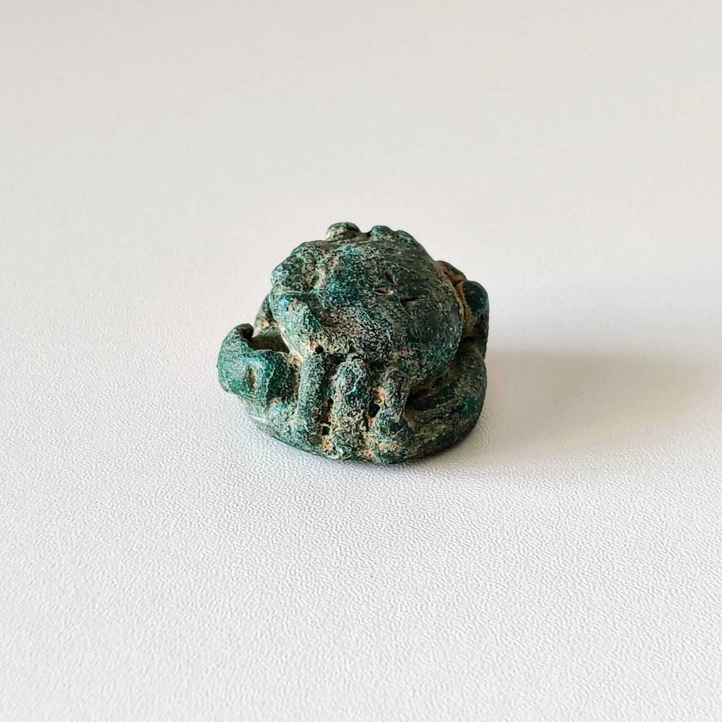 古代印度支那 黄铜色 稀有螃蟹形状的鸦片砝码 - 17 mm #4.3