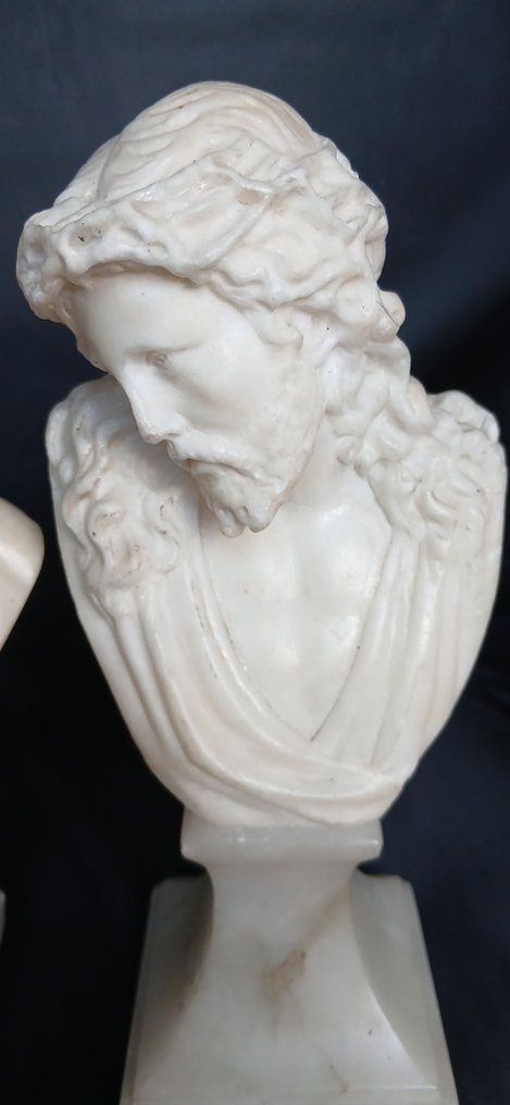 两尊胸像——耶稣与玛利亚 (2) - 雪花石膏 - 1950-1960 #2.1