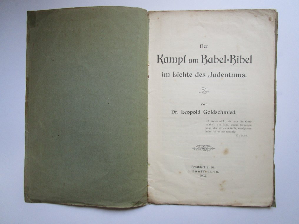 Dr. Leopold Goldschmied - Der Kampf um Babel-Bibel im Lichte des Judentums - 1903 #2.1