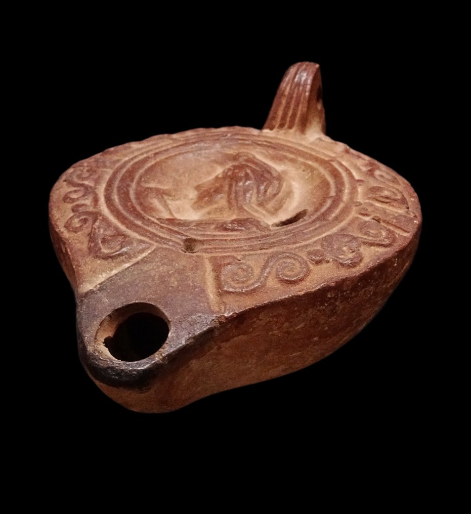 Antigua Roma Lámpara de aceite - busto de hombre visto de perfil - siglo III d.C. #3.2