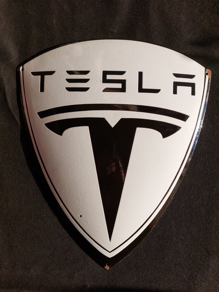 Tesla - Logo Tesla - Tablica emaliowana - Żelazo, Emalia #1.0