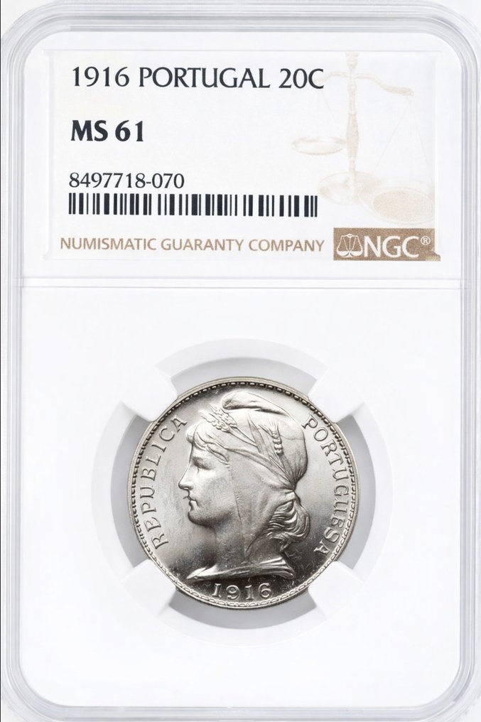 Portugal. 20 centavos 1916 - NGC MS61 #1.0