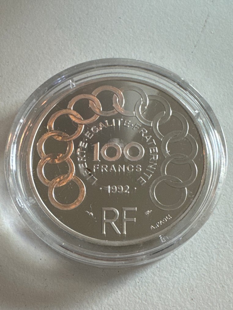 França. 100 Francs 1992 Jean Monnet - 22,2g (.900)  (Sem preço de reserva) #1.0