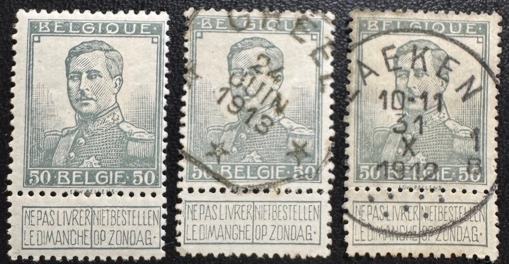 Βέλγιο 1915/1919 - Βέλγιο 1915–1919 – 22 γραμματόσημα «ετικέτα παράδοσης Κυριακής», Αλμπέρ I + χρήσιμες εκδόσεις #2.1