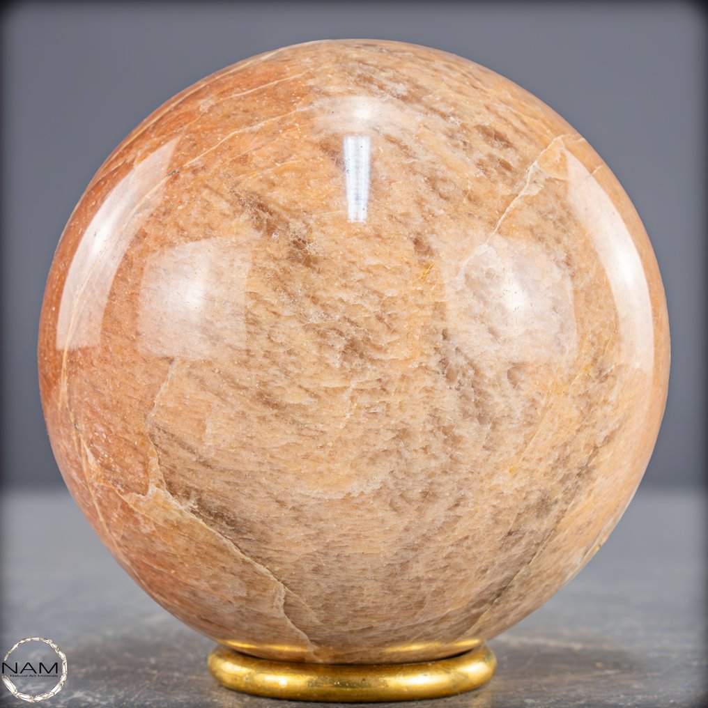 独特的桃子月光石球 温柔的光辉与女性的优雅- 1020.42 g #2.1