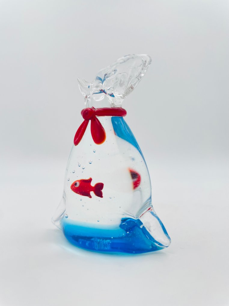 Guidotti - Γλυπτό, Sacchetto con pesce rosso - 5 cm - γυαλί Murano - 2025 #3.2