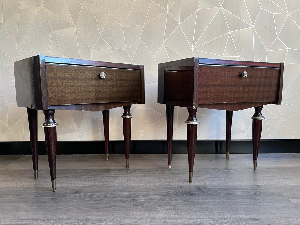 Nattduksbord (2) - Mahognyträ - Messing - Vintage #3.2