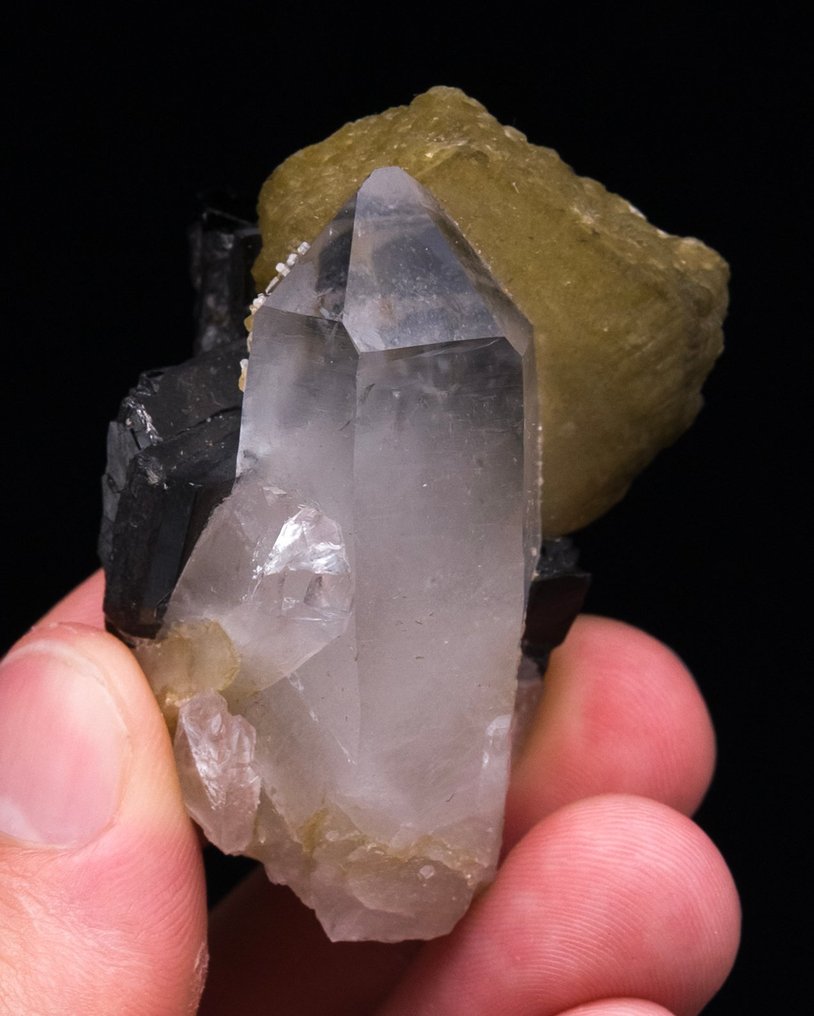 （欧洲经典）石英、菱铁矿和铁铂矿 组合样本 - 高度: 5.2 cm - 闊度: 3.8 cm- 76 g - (1) #4.3