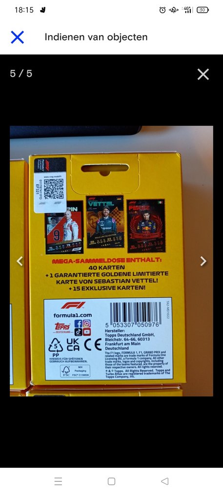 2021 Topps Formula 1 Max Verstappen, Lewis Hamilton Begrænset udgave - 8 Sealed box - Så god som ny (M) #4.3