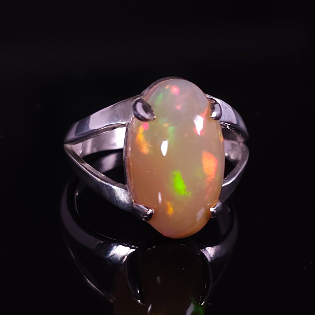 Opaal - Zilver - Ring - 5 ct, topkwaliteit Oranje #4.3