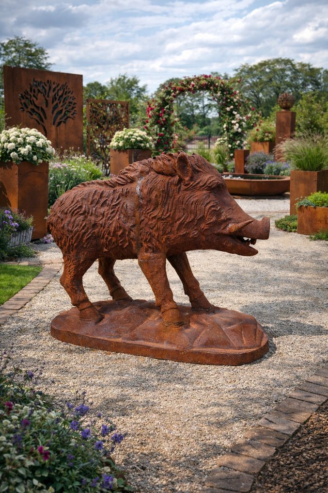 Statua, XL Vintage Wild Boar 150kg - 83.5 cm - Ghisa #1.0