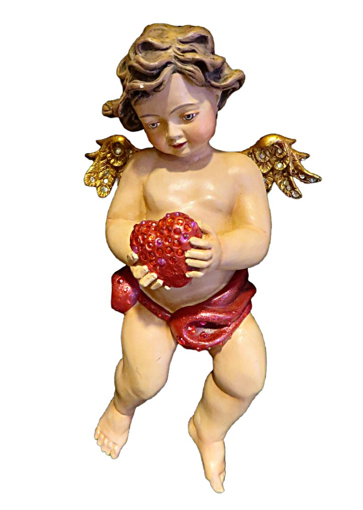 聖誕裝飾品 - Cherubijn 带心 - 20 厘米 - 復合材料 #1.0