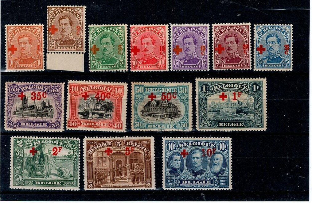 Belgia 1918/1918 - COB 150-163 tilleggsavgift croix rouge verso upåklagelig - COB 150-163 surcharge croix rouge verso impeccable #1.0