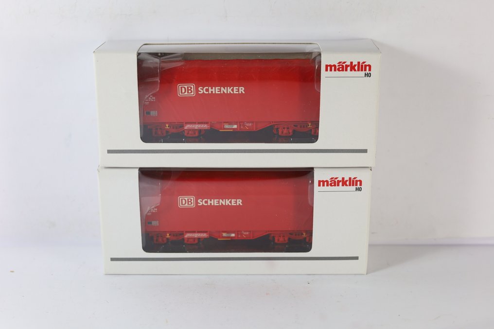 Märklin H0 - 47202 - Σετ τρένου μοντελισμού μεταφοράς εμπορευμάτων (1) - 2-θέσιο σετ συρόμενων φορτηγών τύπου Shimmns. - DB #4.3