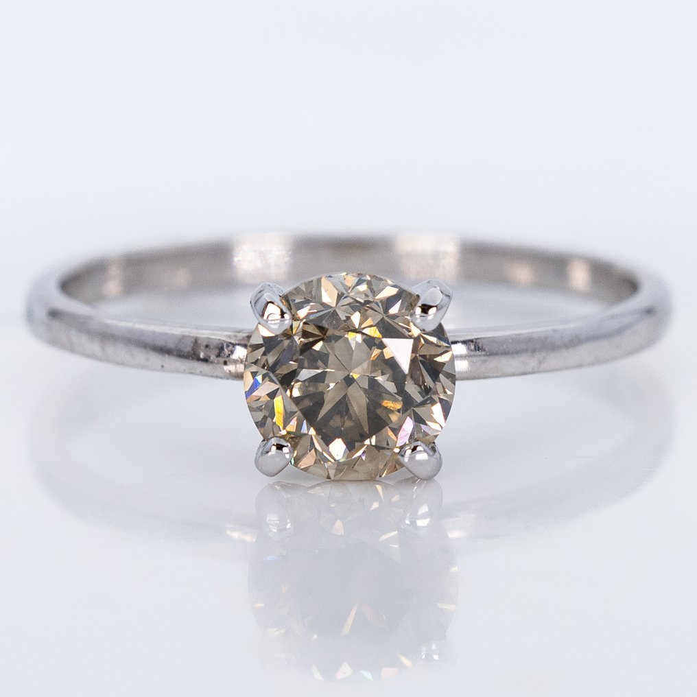 Ohne mindestpreis - Ring - 14 kt Weißgold -  1.06ct. tw. Diamant (Natürlich farbig) - IGI #1.0