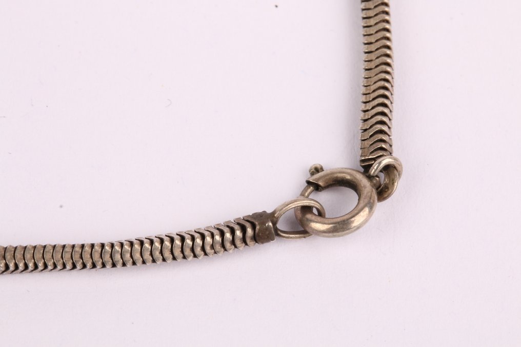 No reserve price - Necklace Silver - snake link, coffeebean #4.3