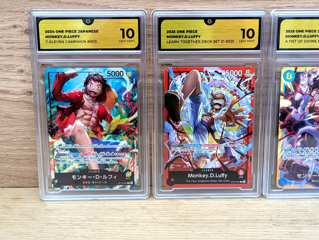Bandai - 4 Graded card - One Piece - Monkey D. Luffy MIXED SET HITS Ændret, Alternativ kunst, Folie - GG 10 #2.1