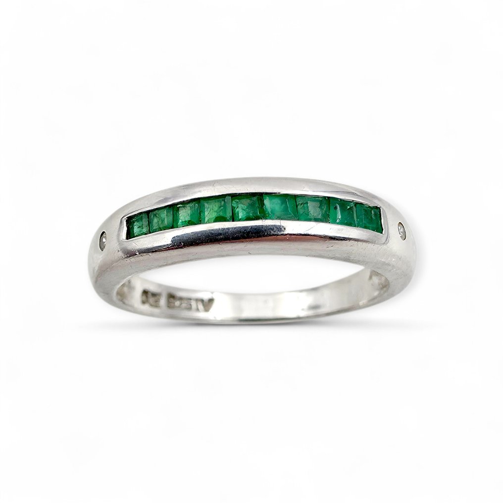 No reserve price - Harry Ivens - Ring Silver - Emerald,Diamon(Certified) #1.0