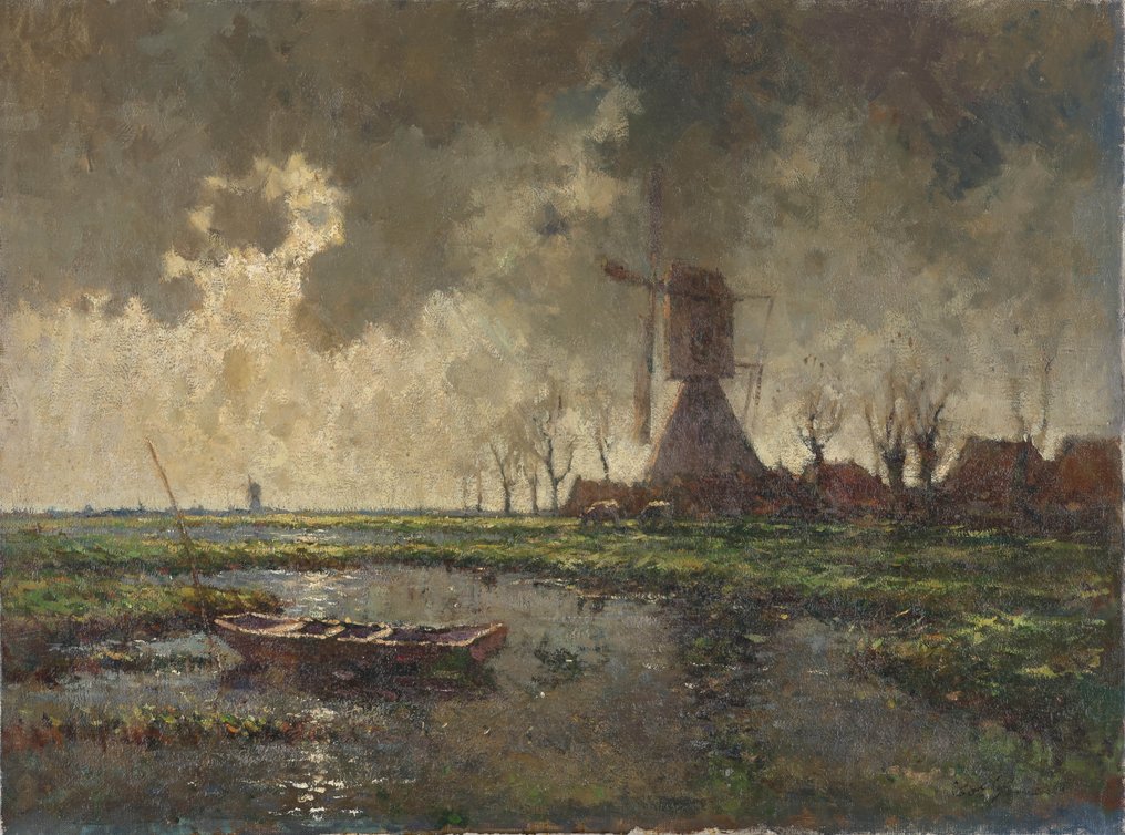 Cornelis Groeneveld (1882-1952) - Boot en molen #1.0