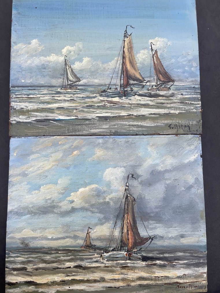 Antoon van Asten (1949-) - Zeegezicht met boten #1.0