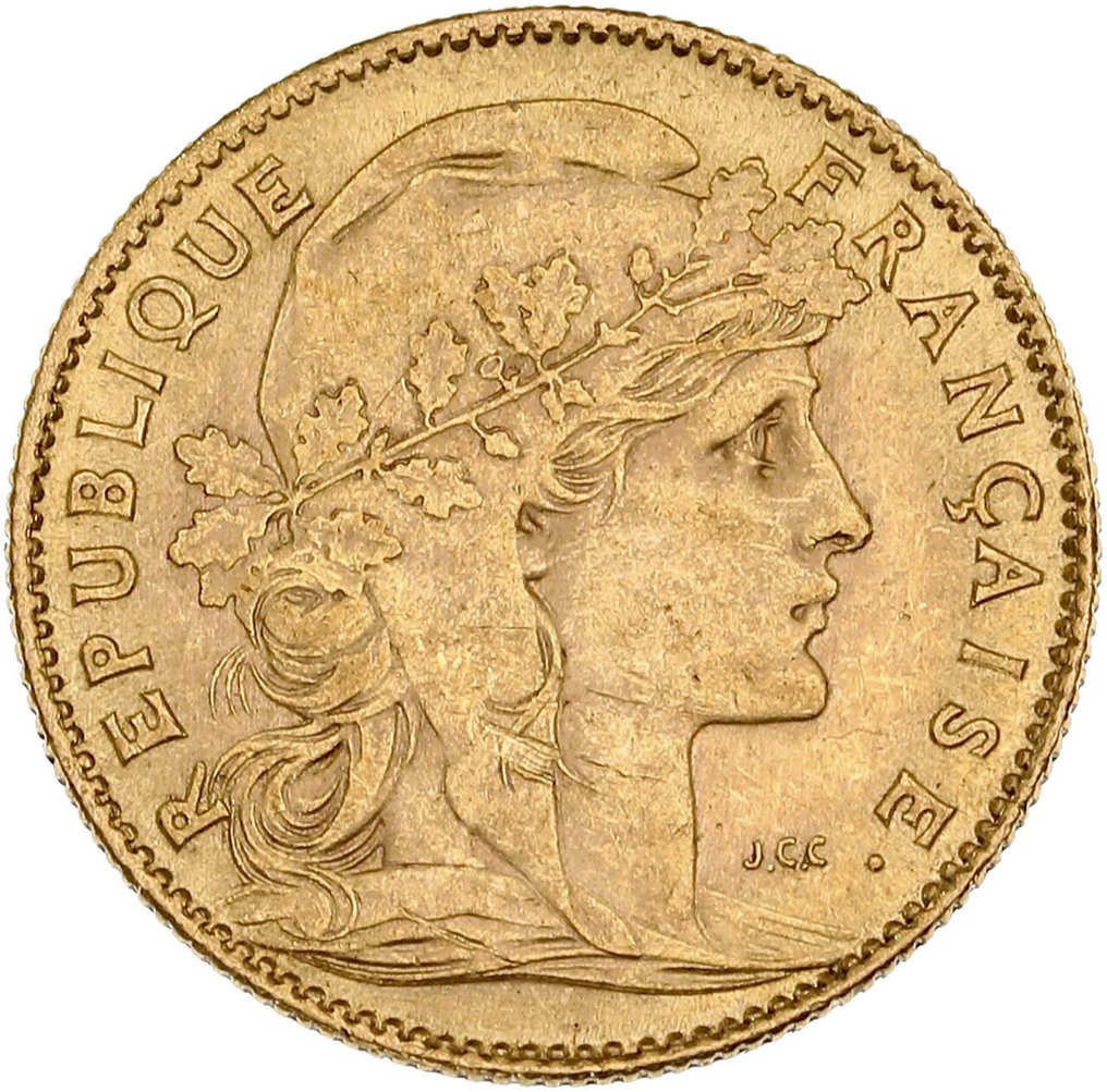 3,22 grams - Oro .900 - 10 Francs 1910 Marianne Coq #1.0