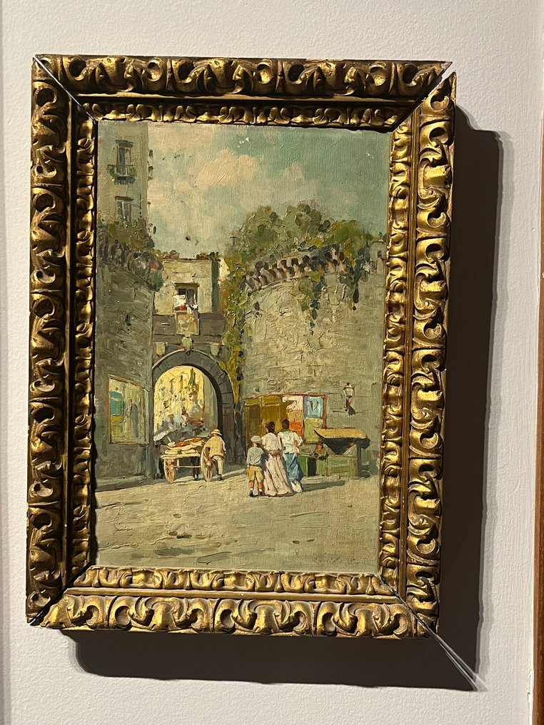 Italian school (XX) - Vicolo di paese con figure #1.0