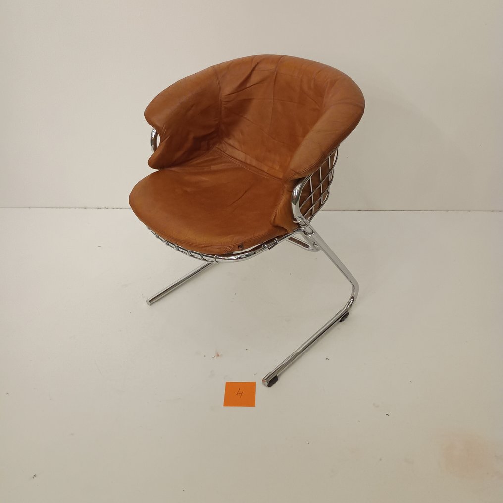 thema - Gastone Rinaldi - 椅 - 鋼, 皮革 - Kavel 4 #1.0