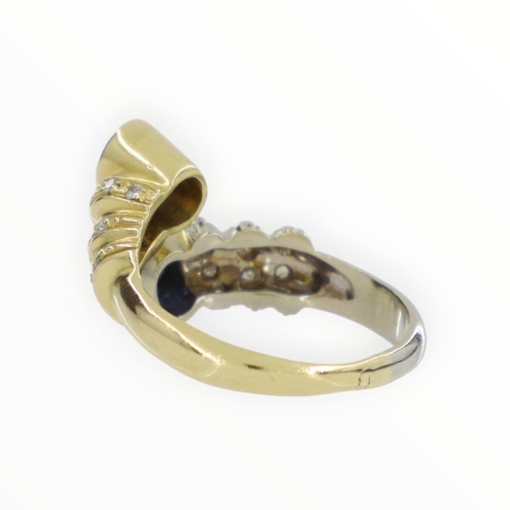 戒指 - 18 克拉 黃金, 白金 藍寶石 - 鉆石 #3.2