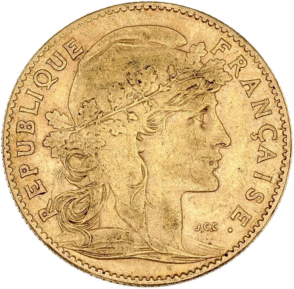 3,22 grams - Χρυσός .900 - 10 Francs 1906 Marianne Coq #1.0