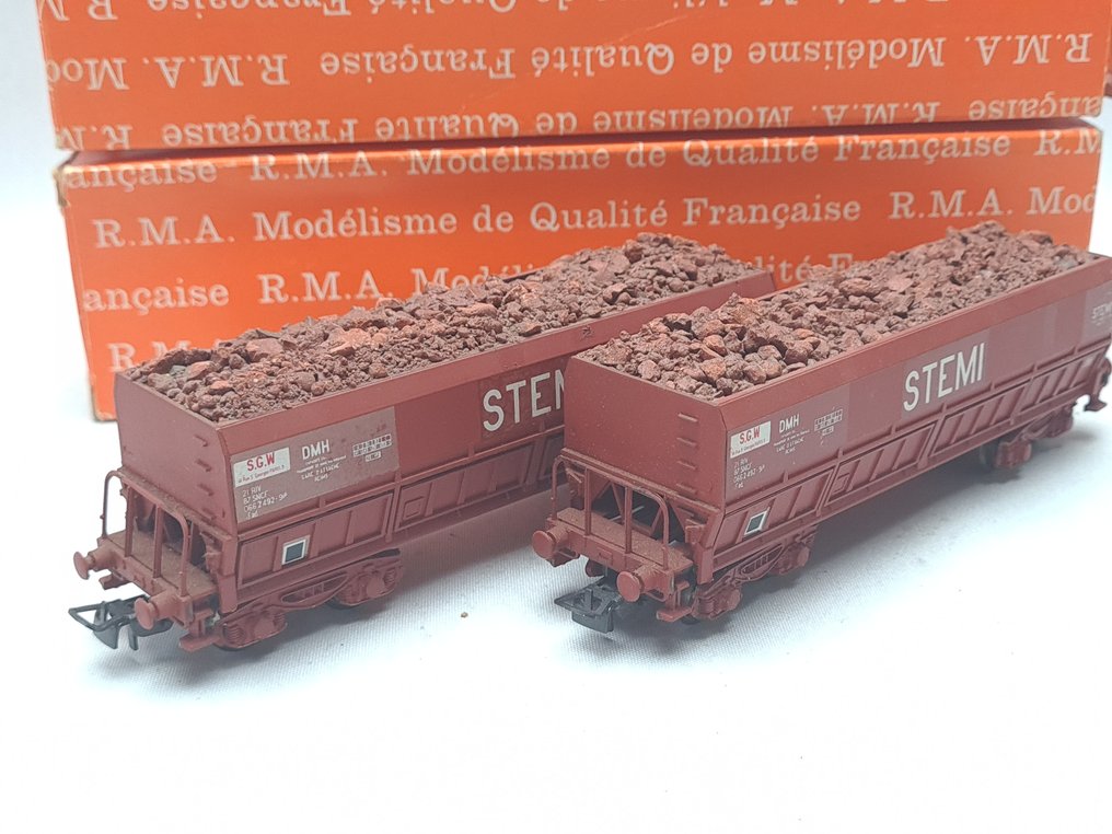 R.M.A. H0轨 - 293 - 模型火车货运车厢 (2) - 2个装有铝土矿的料车 - SNCF #2.1