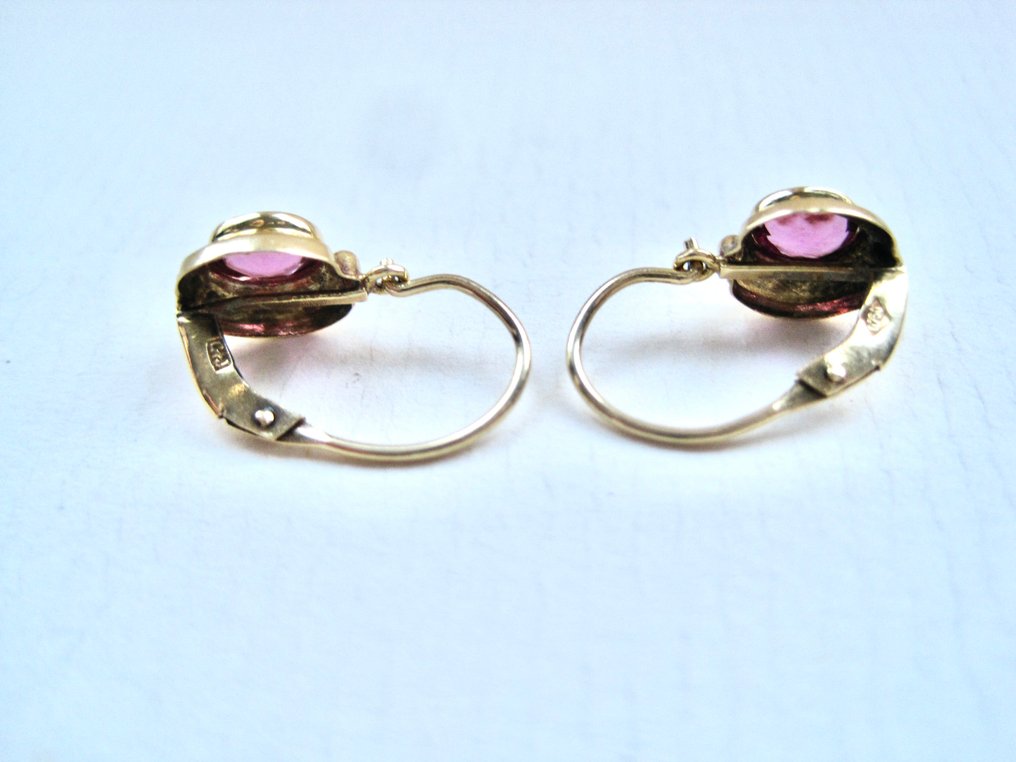 χωρίς τιμή ασφαλείας - Σκουλαρίκια - 18 καράτια Κίτρινο χρυσό Τουρμαλίνης - ροζ τορμαλίνης #3.2