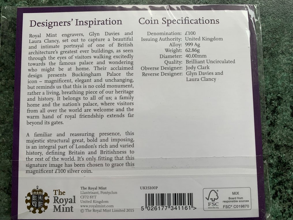 英国. 100 Pounds 2015  Buckingham Palace  (没有保留价) #2.1