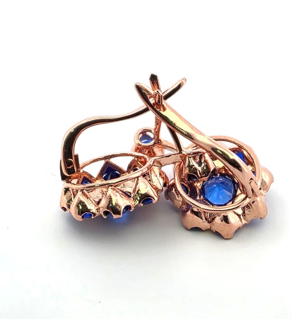 Ohne mindestpreis - Ohrringe - 9 Kt Roségold, Silber Saphir - Saphir #4.3