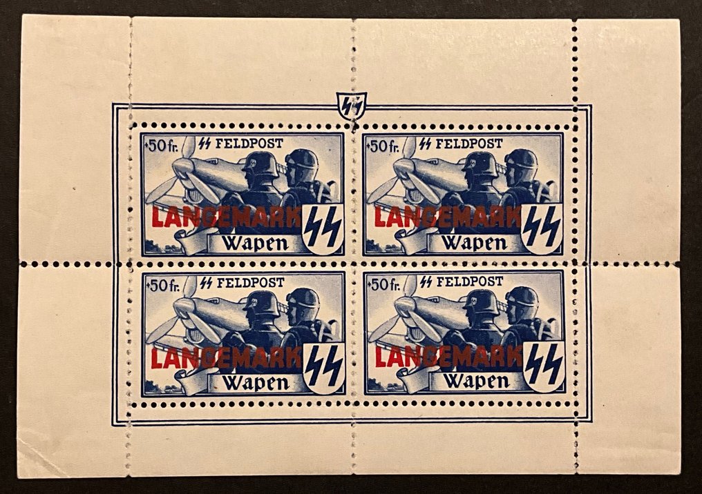 比利時 1944 - Erinnofilie“Langemark opdruk” - 在小包装中 - OBP/COB E49 #1.0