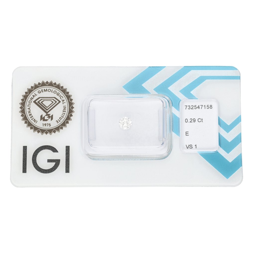 沒有保留價 - 1 pcs 鑽石 (天然) - 0.29 ct - 圓形 - E(近乎完全無色) - VS1 - 國際寶石學院(International Gemological Institute (IGI)) #1.0