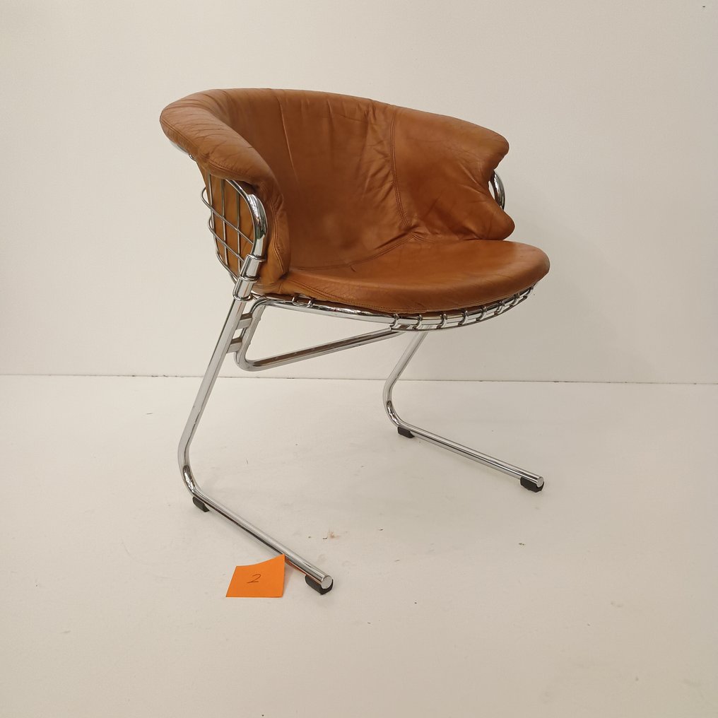 thema - Gastone Rinaldi - 椅 - 鋼, 皮革 - Kavel 2 #1.0