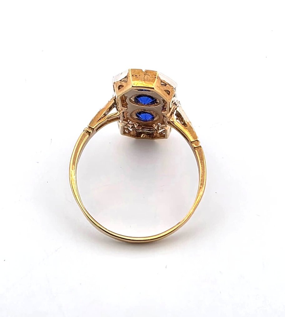 Ohne mindestpreis - Ring - 9 Kt Roségold, Silber Saphir - Diamant #4.3