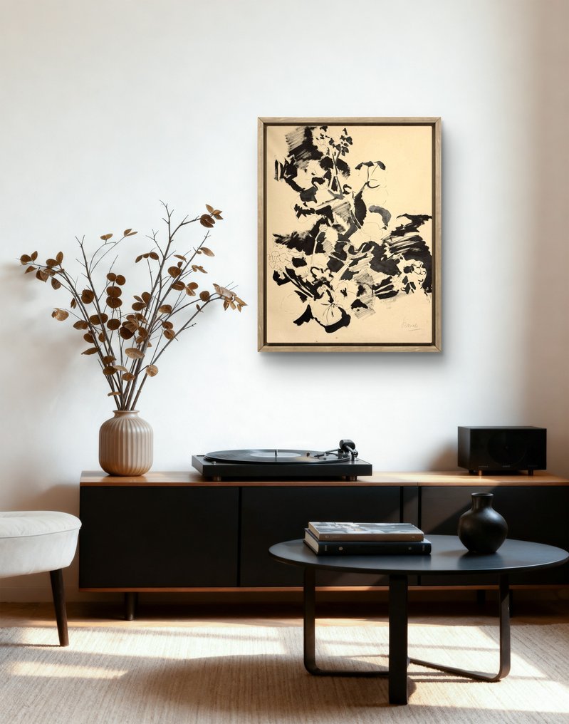 René Mels ( 1909-1977) - Grande composition abstraite à l’encre vers 1955 #3.2