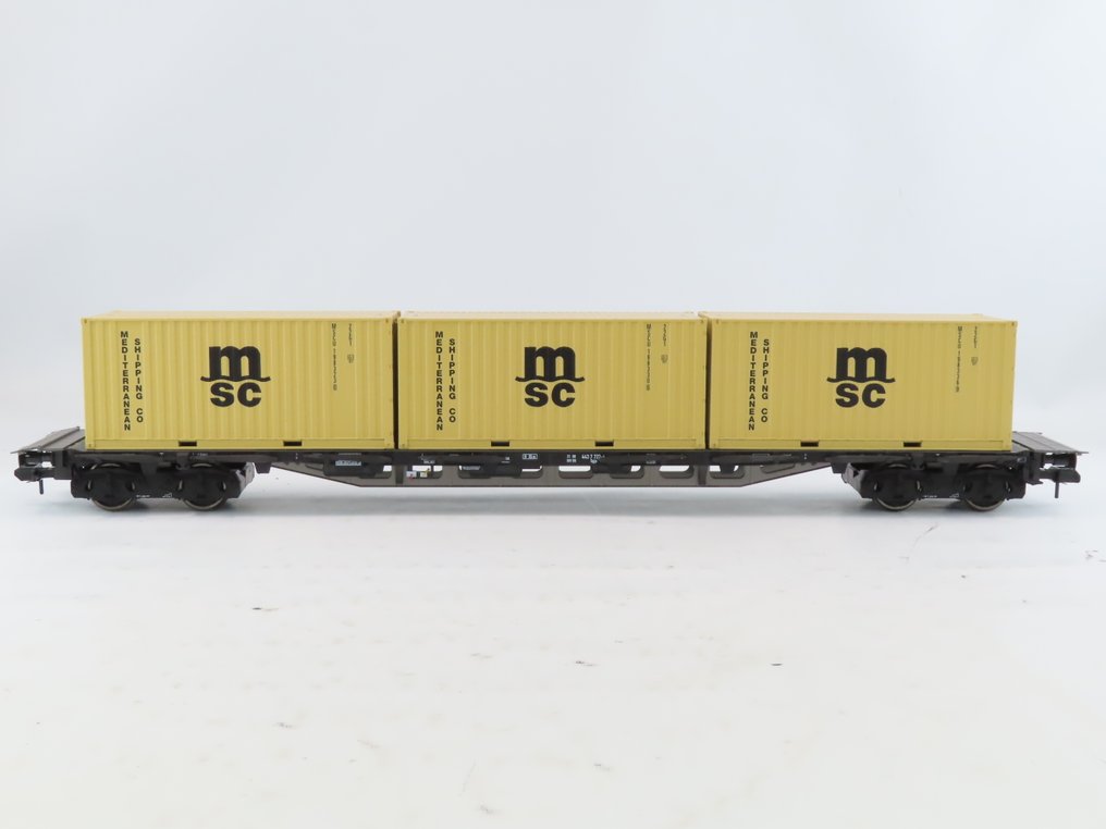 Märklin 1 - 58708 - Τρένο μοντελισμού μεταφοράς εμπορευμάτων (1) - 4-θέση βαγόνι με κοντέινερ με επάνω γράμμα 'Msc'. - DB #1.0