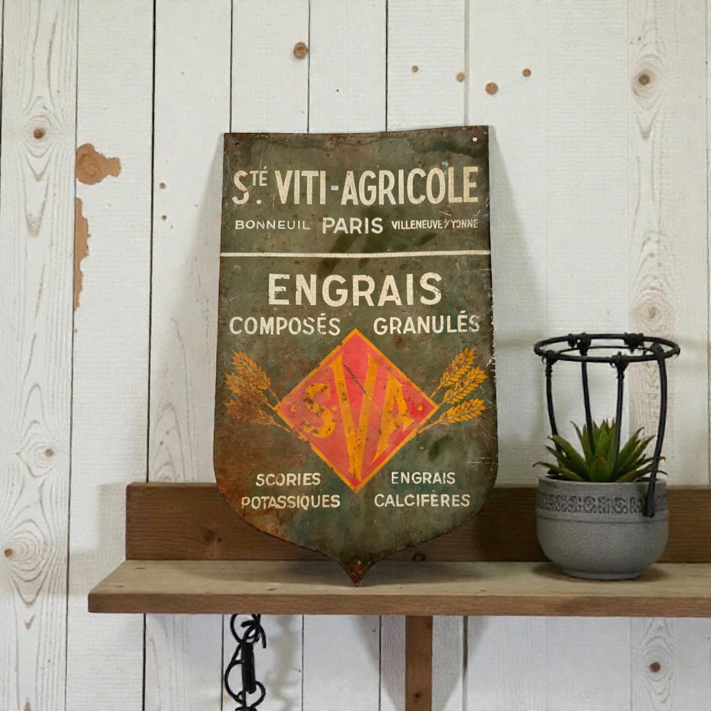 Société Viti-Agricole - Alte bemalte Werbetafel - Werbeschild - Stahl #2.1