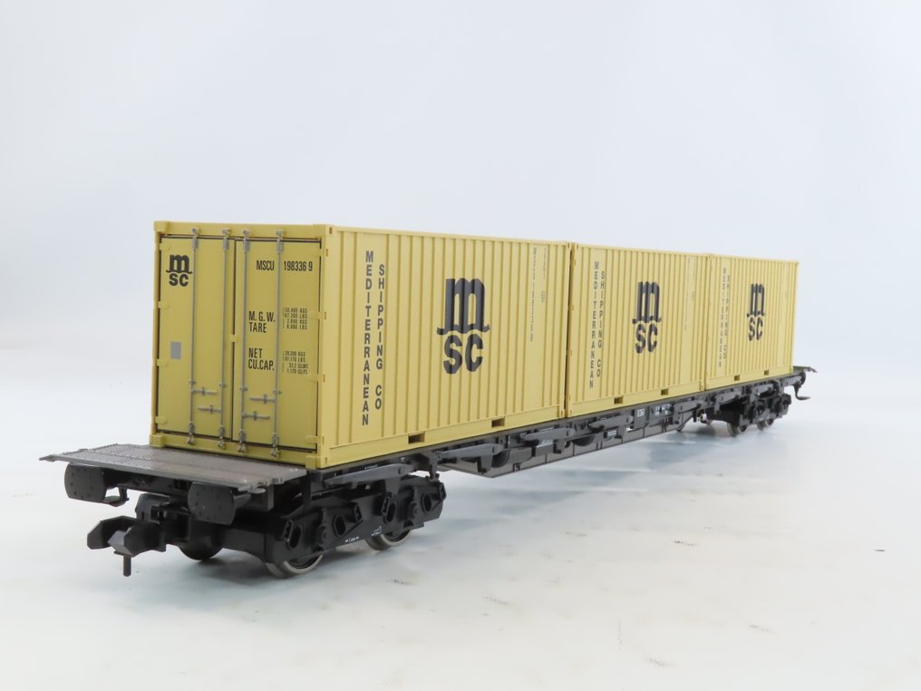 Märklin 1 - 58708 - Τρένο μοντελισμού μεταφοράς εμπορευμάτων (1) - 4-θέση βαγόνι με κοντέινερ με επάνω γράμμα 'Msc'. - DB #1.0