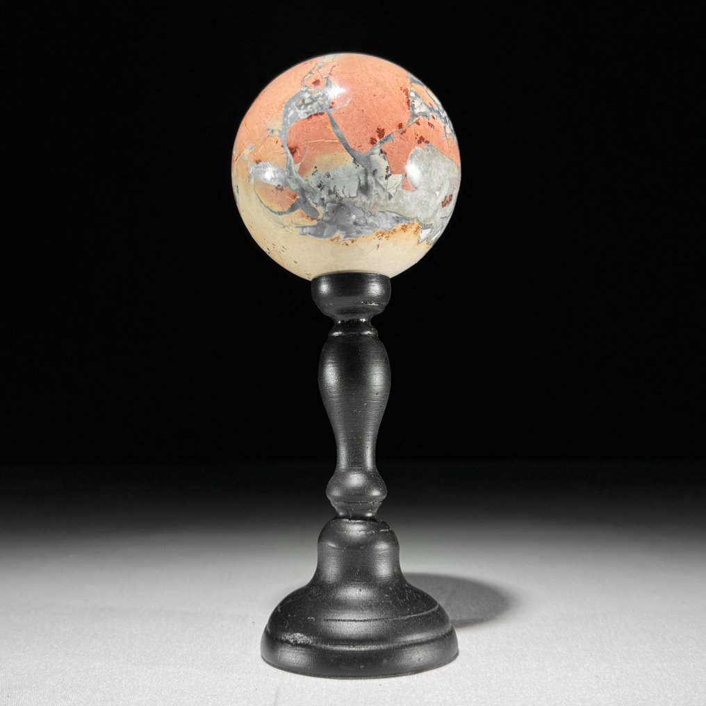 无底价——精彩的三件套红色Maligano Jasper 定制支架上的球体- 2000 g - (3) #3.2