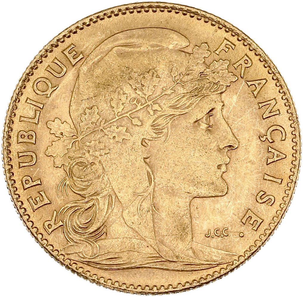 3,22 grams - Χρυσός .900 - 10 Francs 1912 Marianne Coq #2.1