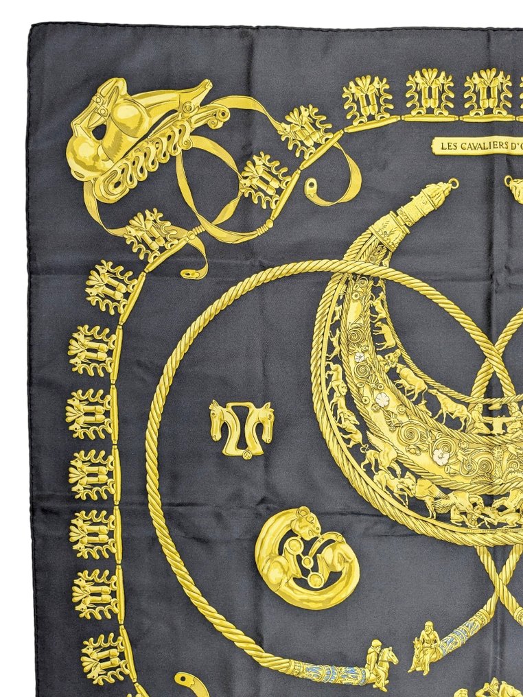 Hermès - "LES CAVALIERS D'OR" Carre 90 - Κασκόλ #1.0