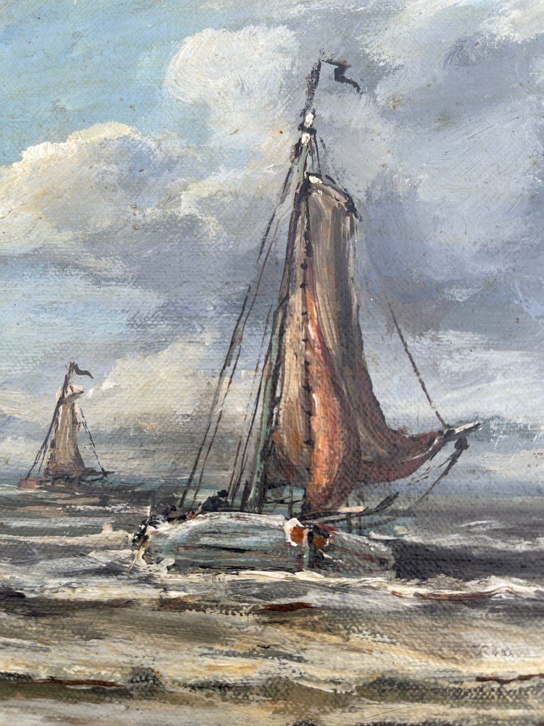 Antoon van Asten (1949-) - Zeegezicht met boten #3.2