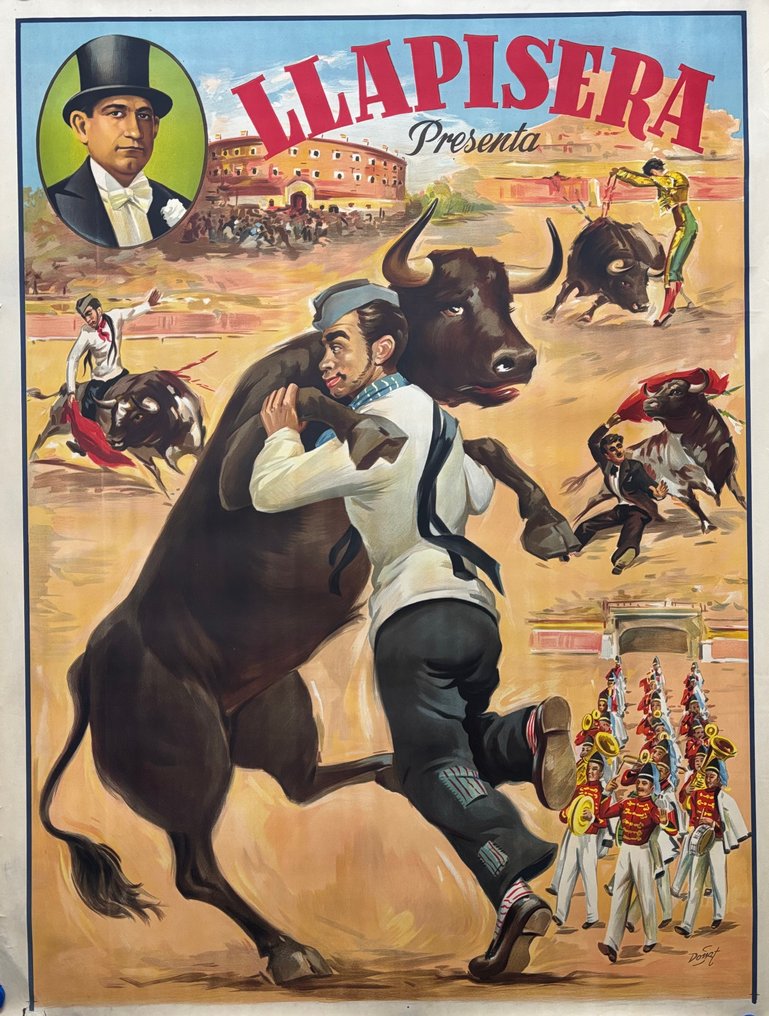 Donat Sauri - Llapisera - Toro and Cantinflas dancing - Litho. - c1950 - Década de 1950 #1.0